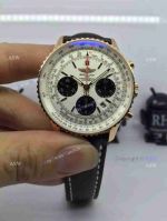 Swiss Copy Breitling 1884 Chronometre Navitimer Watch 43mm Rose Gold Case White Dial